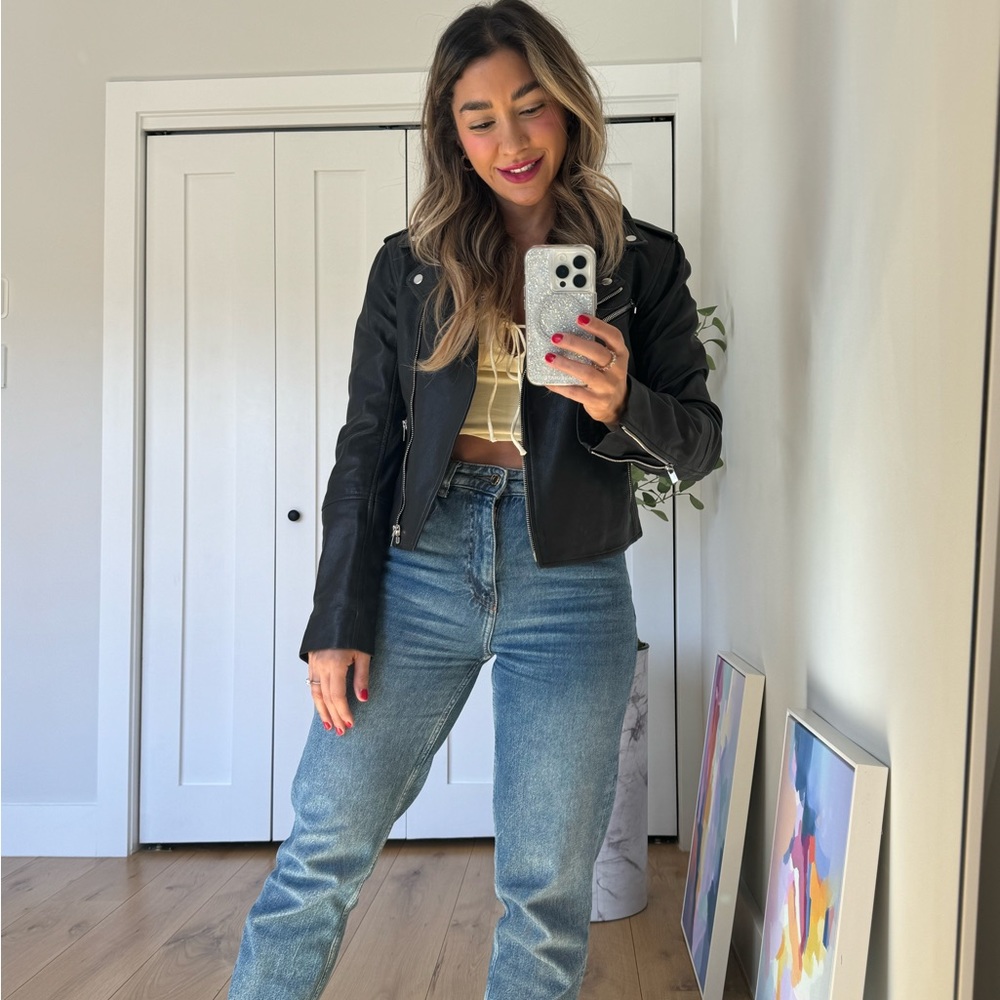 100% Leather Club Monaco Gracella Moto Biker Jacket - Picture 5 of 5